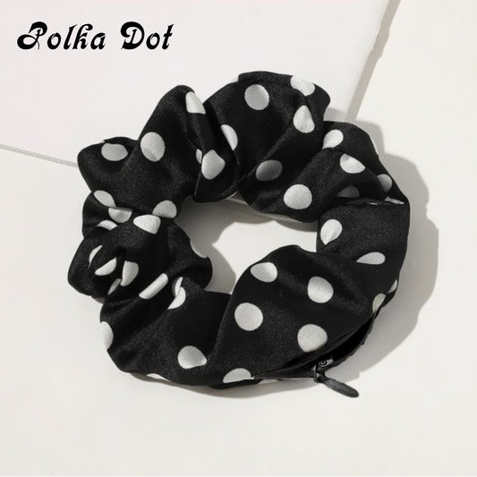 Stashy Scrunchie - Polka Dot (Black)