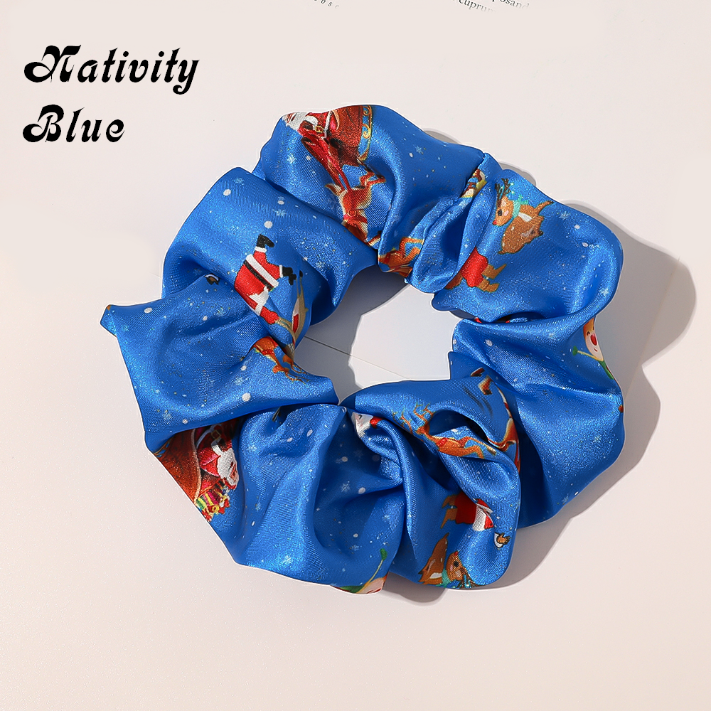 Christmas Scrunchie - Nativity Blue